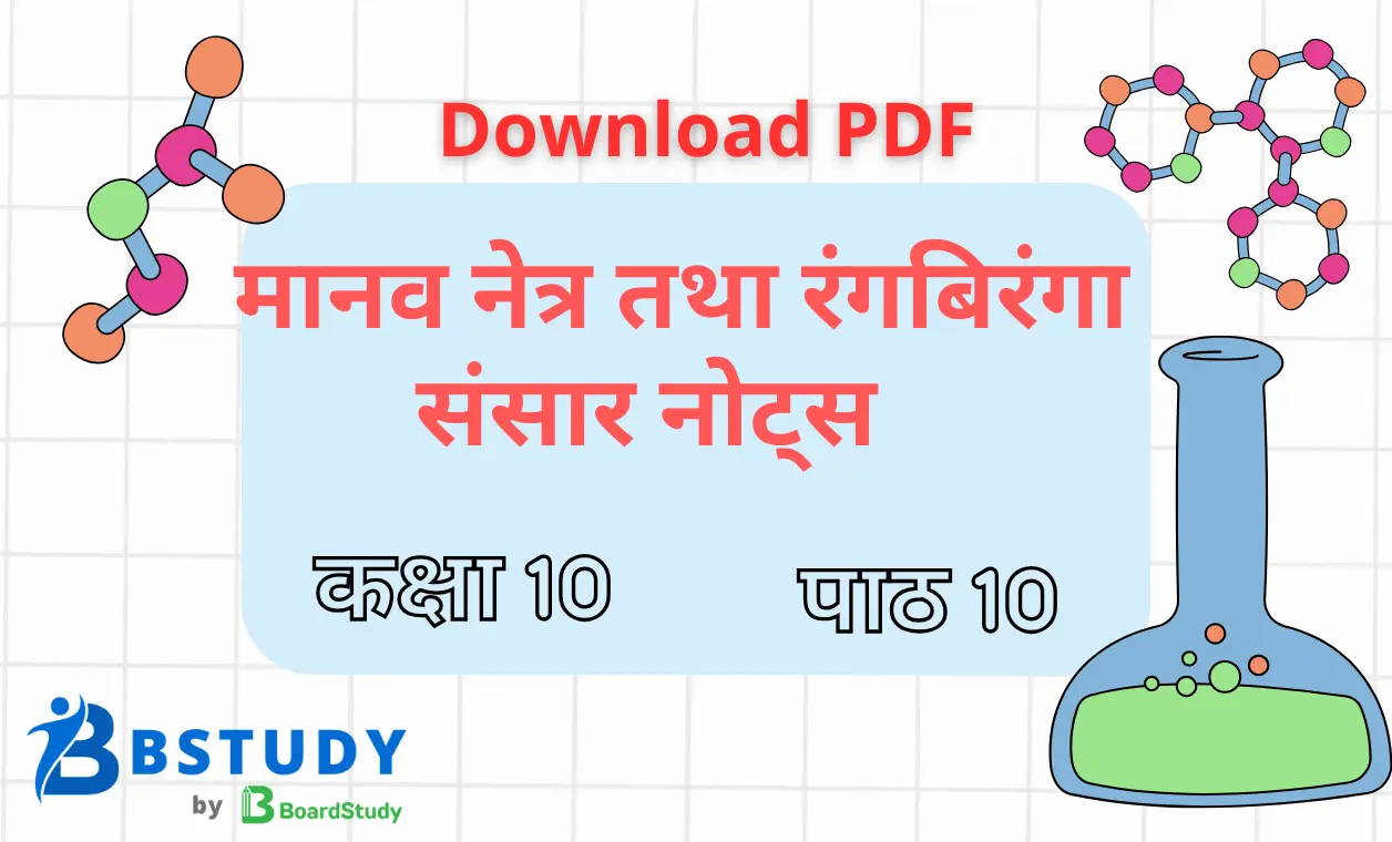 कक्षा 10 विज्ञान पाठ 10 मानव नेत्र तथा रंगबिरंगा संसार नोट्स पीडीएफ़ डाउनलोड